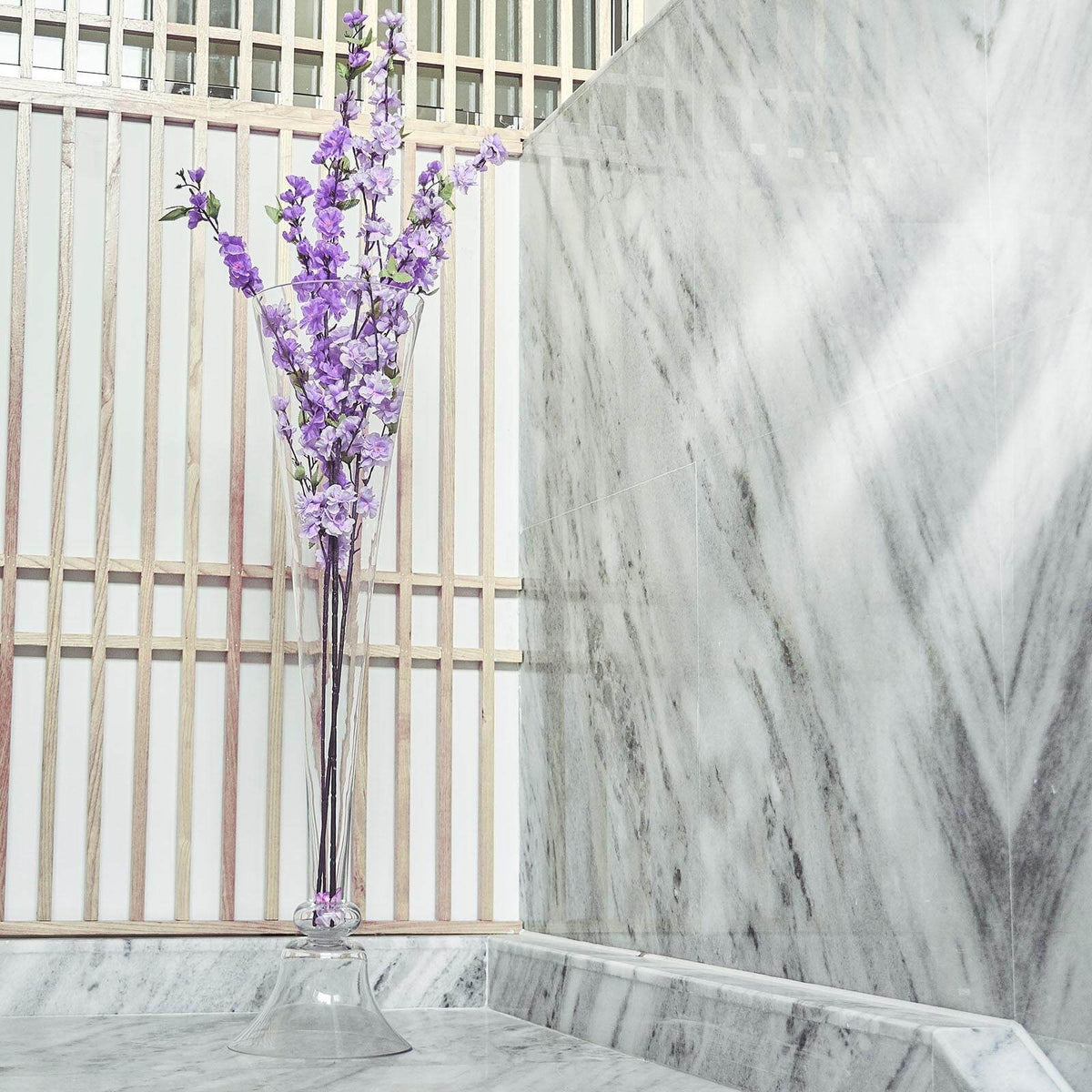 Glass Trumpet Floor Vase Reversible Clarinet Style 40" Clear - Sophisticated Floral Wedding Centerpiece